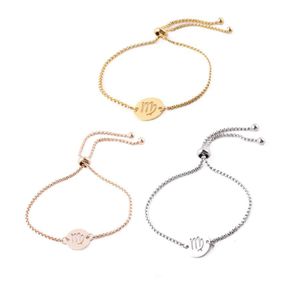 Moda łańcuchowa 12 Konstelacja link Bransoletka Design dla kobiet Amet Zodiak Znak Rose Gold Kolor Charm Bangle Dift Titanium S DH032