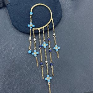 Węzeł nowy rzymski wisiorek w stylu Łańcuchowy kolczyki Tassel Blue Stone Turquoise Fairy Hook kolczyki ZK35