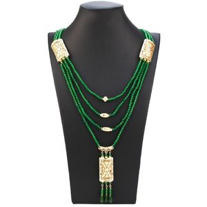 Halsband solspicems marocko kaftan halsband 18k guld färg arabisk pärla halsband långa kvinnor flerskiktskedja algeriet brud bröllop smycken