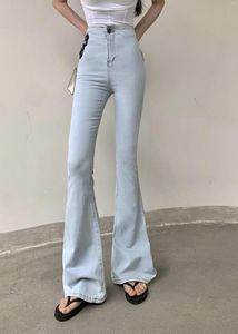 Damenjeans Hellblau Chic Wide Leg Frauen 2023 Sommer Stretch Streetwear Flare Hosen Damen Hohe Taille Y2k Jean Mom Schwarz