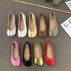 Slipper Bailamo Frauen Flache 2023 Neue Sommer Mode Split Toe Ballett Schuh Kurze auf Ballerina Koreanische Stil Weiche Loafer 220622