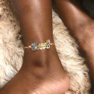 Anklets Custom Name Anklet Personalized Stainless Steel Custom Summer Gold Silver Double Color Nameplate Pendant Anklet For Mom Gift