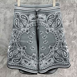 Men's Shorts Gray Vintage Paisley Print Men Shorts Cashmere Knitted Shorts High Quality Embroidered Men Sweatpant Social Club Outfits 230519