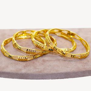 Bransolety Dodaj do listy 4PC/zestaw 24K Dubai Gold Gold Bransoletka dla kobiet Etiopska arabska Dubaj Afrykańska Indian Bride Wedding Wedding Wedding