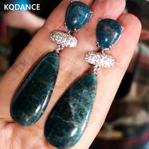 Длинные серьги KQDANCE с оранжевым розовым бирюзовым зеленым аметистом, синим апатитом и натуральным драгоценным камнем, серебряные иглы, ювелирные изделия оптом