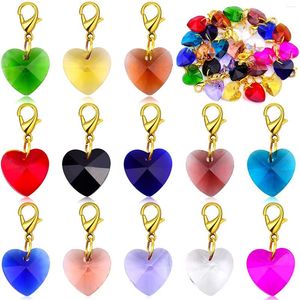 Charms 26pcs Colorful Heart Clip-on Crystal Dangle With Lobster Clasp Stitch Marker Pendant For Knitting Crochet Jewelry Making