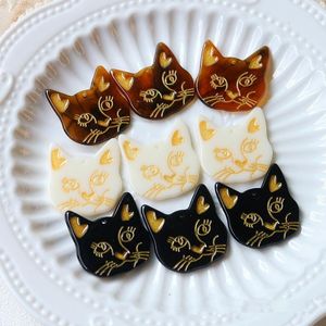 Crystal Wholesale 50pcs/lot color pattern print cartoon cats heads shape acrylic beads diy jewelry earring/garment pendant accessory