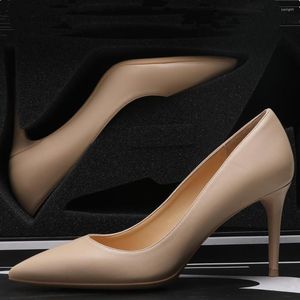 Dress Shoes Classics Wedding Bride High Heel Sexy Pointed Toe Stilettos Office Genuine Leather Fashion Women Pumps Big Size M0008