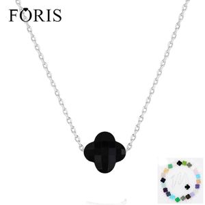 Halsketten FORIS 11 Farben Marke Schmuck 925 Sterling Silber Glück Klee Kristall Halskette Für Frauen Weihnachten Geschenk Beste Verkauf PN001