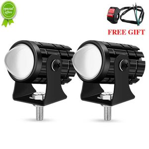 New Universal Motorcycle LED Headlight mini Projector Lens Dual Color per ATV Scooter Driving Light Faretto ausiliario Lampada frontale