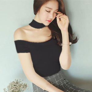 Women's T Shirts Ladies Tops Sexy Cami Top Black White Red Yellow Green Choker Crop Women Summer 2023 Camisas Mujer Y2k Aesthetic Damski