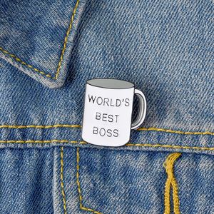 Best Boss Mug Brooch Office Coffee Cup Enamel Pin Daily Supplies Pins Badge for Women Men Boss Gift Lapel Pin Jewelry