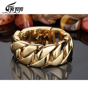 Pulseiras 316L 31mm Masculino Pesado Curb Cubano Pulseira de Aço Inoxidável Itália Pulseira de Ouro Bangle Chunky Link Chain Pulseira Jóias Presentes