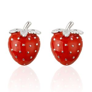 French Shirt Cufflinks Buttons Fashion Men's Women's Accessories Gifts Personality Trendy Fruit Series Red Strawberry Cuff Links