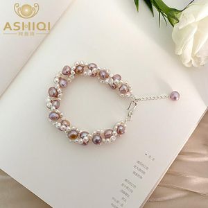 Bangle Ashiqi Natural Freshwater Pearl Armband 925 Sterling Silver for Women Handmade smycken Fashion Classic Gift