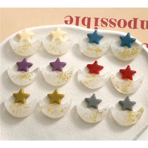 Crystal New style 50pcs/lot cartoon stars/moon shape resin flatback cabochon beads diy jewerly earring/garment/hair accessory