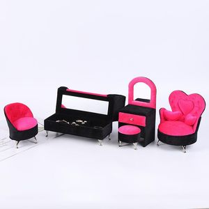 Boxes New Rose Red Sofa Rings Display Stand Box Velvet Furniture Jewelry Store Showcase Holder Organizer