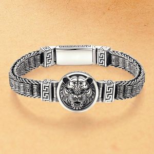 Bangles QN Domineering Design Girando Cabeça Padrão de Paz Tigre Ano Pulseira Masculino Moda Sier Jóias Presente Acessórios