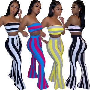 Kvinnors tvåbitar byxor Två stycken Set Women Rands 2 -stycken Set Women Outfits Crop Top Pants Two Pieces Set Summer Clothes For Female Sexy Women's Suit 230520