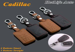 For 2010 2015 SRX XTS SLS CTS ATS Keychain Genuine Leather Car Key Fob Case Cover Smart Car Key Ring Chain Accessories3357075