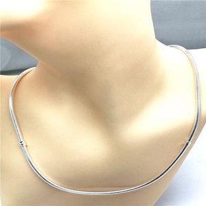 Necklaces Necklace Snake Chain With Barrel Clasp 100% 925 Sterling Silver Original Jewelry Collares For Women Men Gift 2N108
