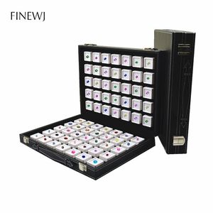 Boxes Grids Jewelry Gem Travel Display Leather Carrying Bag Show Case Loose Diamond Gemstone Bead Collection Storage Box Glass Top Lid