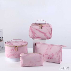 Kosmetiska väskor fall rosa marmor mönster kvinnor kosmetisk väska multifunktion toalettartiklar organisera lagring handväska kvinnlig vattentät sminkväska