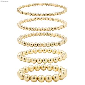 Charm Bracelets Bracelets Gold Color Beads Bracelet for Women Fashion Big Round Beaded Handmade Chain Bracelet Stack Charm Jewelry L230518