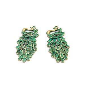 Outros Fervent 50pcs/lote 43x22mm Charms pavão pingents de bronze verde antigo se encaixam em jóias fazendo jóias e encontrando pj227