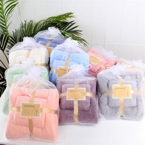 17 colores Coral Fleece Toalla de secado de cabello Microfibra Natación Juego de toallas de baño Toallas de baño Juego de toallas de microfibra