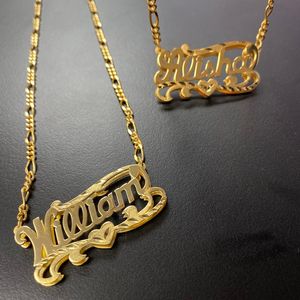 Collane Personalità Scritta in argento e oro Doppia qualsiasi collana con targhetta con nome Collana con targhetta personalizzata Girocolli con nome Collana con targhetta con nome