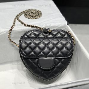 10A Retro Mirror Quality Luxury Designers Love Heart Bag Medium Belt Bags Real Leather Clutch Lambskin Quilted Flap Black Purse Women Crossbody Shoulder Gold Chain B