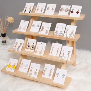 Boxes Wooden Earrings Jewelry Storage Stand Display DIY Organizer Ring Necklace Rack Ear Stud Holders Wood Base Props Wholesale Gifts