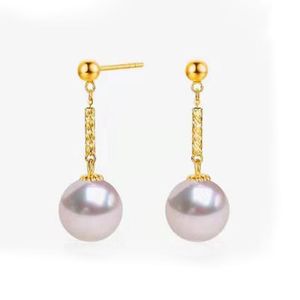 Earrings NYMPH 18K Gold Earrings Pure AU750 Dangle Earrings Fine Akoya Pearl Ear Jewelry Exclusive Party Gift For Women 78mm E603