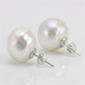 Kolczyki Dangle 11-12 mm Białe barokowe Pearl 18K Ear Stud