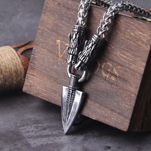 Necklaces Never Fade Men Celtic Wolf Necklaces Viking Vegvisir Amulet spear Pendant Norse Runes Anchor Stainless Steel King Chain Jewelry