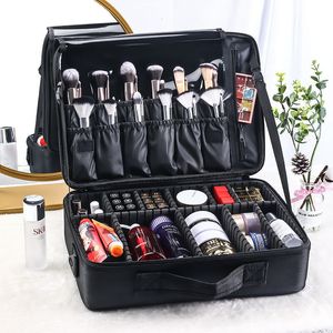 Kosmetiska väskor fall kvinnor uppgraderar kosmetisk väska högkvalitativ professionell skönhet makeup arrangör bolso mujer stor kapacitet rese borste make up box 230519