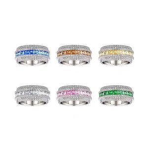 Hip Hop Style Ring Micro Inlaid Colorful Full Diamond Ring for Men and Women Fashion Ring Design Jewelry