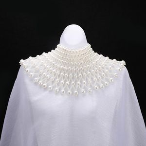 Halsband mode halsband pärlbröllop klänning axel kedja tillbehör handgjorda pärlor design märke för kvinnor smycken grossist