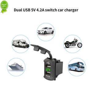 New Car Charger 5V 4.2A Display Voltage Waterproof Ship Shape Dual USB Ports Auto Adapter Phone Charger For Iphone Huawei Xiaomi