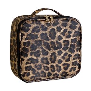 Kosmetiska väskor fall leopard vattentät kosmetisk väska pu läder resor stor kapacitet skönhet makeup fall 230519