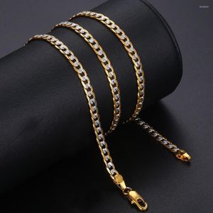 Necklace Earrings Set 4mm Flat Hammered Curb Cuban Bracelet Gold Color Mix Silver For Women Men Jewelry GN64A