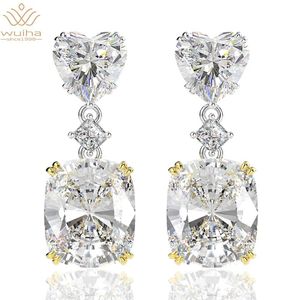 Knot Wuiha Luxury 100％925 Sterling Silver Heart Created Moissanite Gemstone White Gold Drop Dangle Earrings Fine Jewelry Wholesale