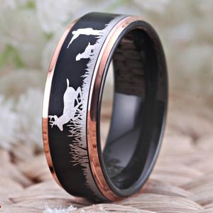 Rings DROP SHIPPING Free Shipping USA UK Canada Russia Brazil Hot Sales Anniversary Gift DEER HUNTING SCENE RING Tungsten Wedding Ring