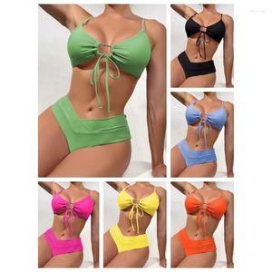 Costume da bagno da donna Bikini Costume da bagno spaccato sexy con lacci multicolori commercio estero europeo e americano