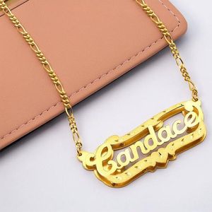 Necklaces Name Necklace Double Name Plate Custom Nameplate Necklace Free Shipping Christmas Gift Idea Christmas Gift