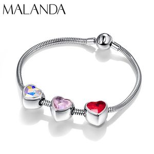 Bracelets Crystals From Swarovski Bracelet Double Sided BeCharmed Heart Beads Custom Charm Bracelet Bangle For Women Wedding Jewelry Gift