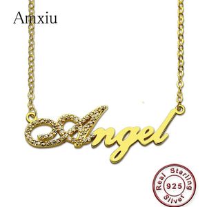 Halsketten Amxiu 100% 925 Sterling Silber Benutzerdefinierte Namenskette Zirkone Schmuck Personalisierte Halskette Für Frauen Hochzeitsgeschenk Bijoux