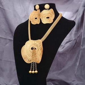 Collana Orecchini Set Gioielli Wando Dubai Matrimonio color oro 24k per accessori da donna
