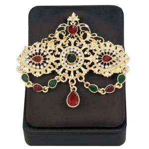 Pingente de broche de cristal colorido para mulheres de cor de cor de ouro margeria marroCco jóias de casamento caftan broche pino presente